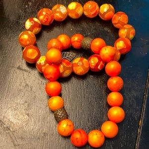Orange stone bead bracelet